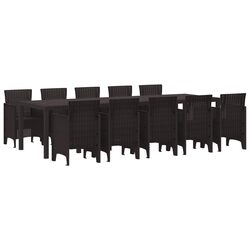 Concise 11-Piece Brown Rattan Outdoor Set with Cushions