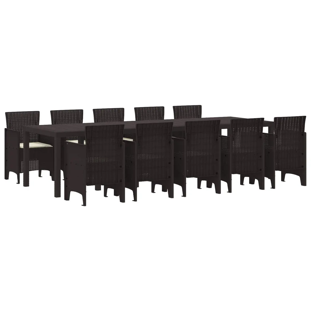Outdoor Dining Set 11 Piece Brown Rattan Garden Furniture with Cushions
