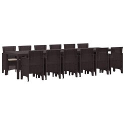 Concise and Stylish 13-Piece Brown Outdoor Dining Set