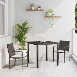 Garden Dining Set 3 Piece Outdoor Patio Furniture Brown PE Rattan Steel Frame