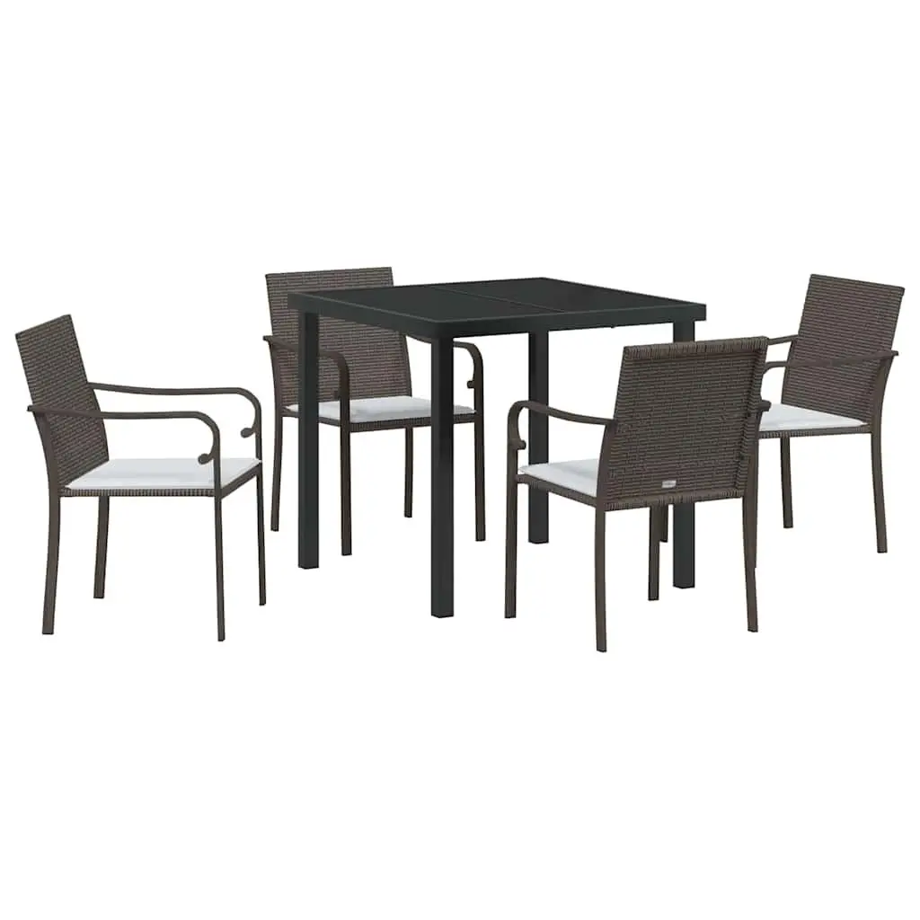 Garden Dining Set 5 Pieces Outdoor Furniture Patio Table Chairs Brown