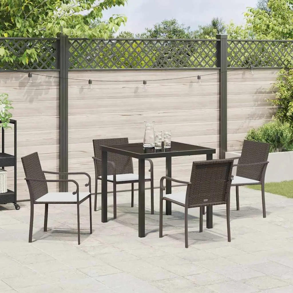 Garden Dining Set 5 Pieces Outdoor Furniture Patio Table Chairs Brown