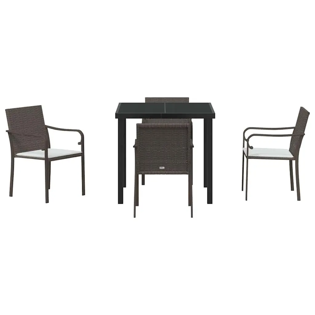 Garden Dining Set 5 Pieces Outdoor Furniture Patio Table Chairs Brown
