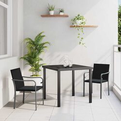 Garden Dining Set 3 Pieces Outdoor Furniture Black Grey Rattan Steel Frame