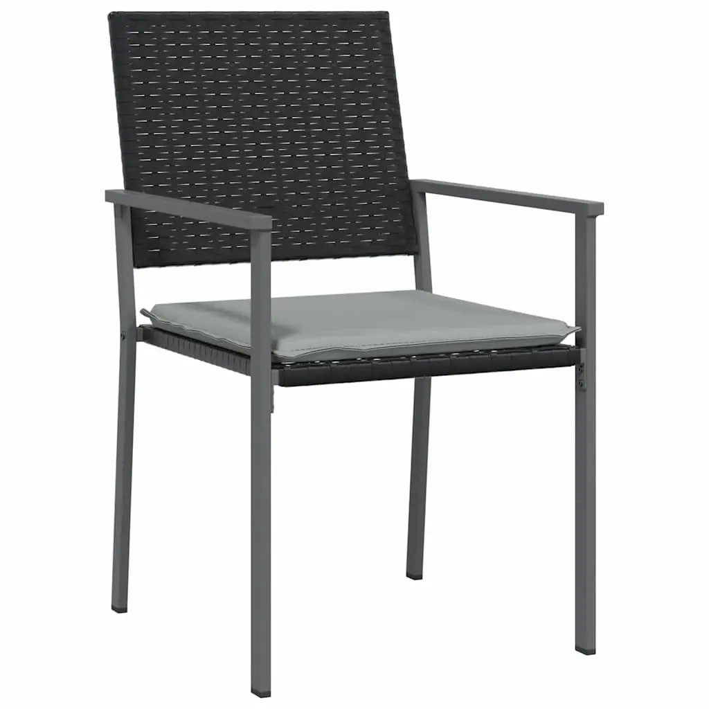 Garden Dining Set 3 Pieces Outdoor Furniture Black Grey PE Rattan Steel