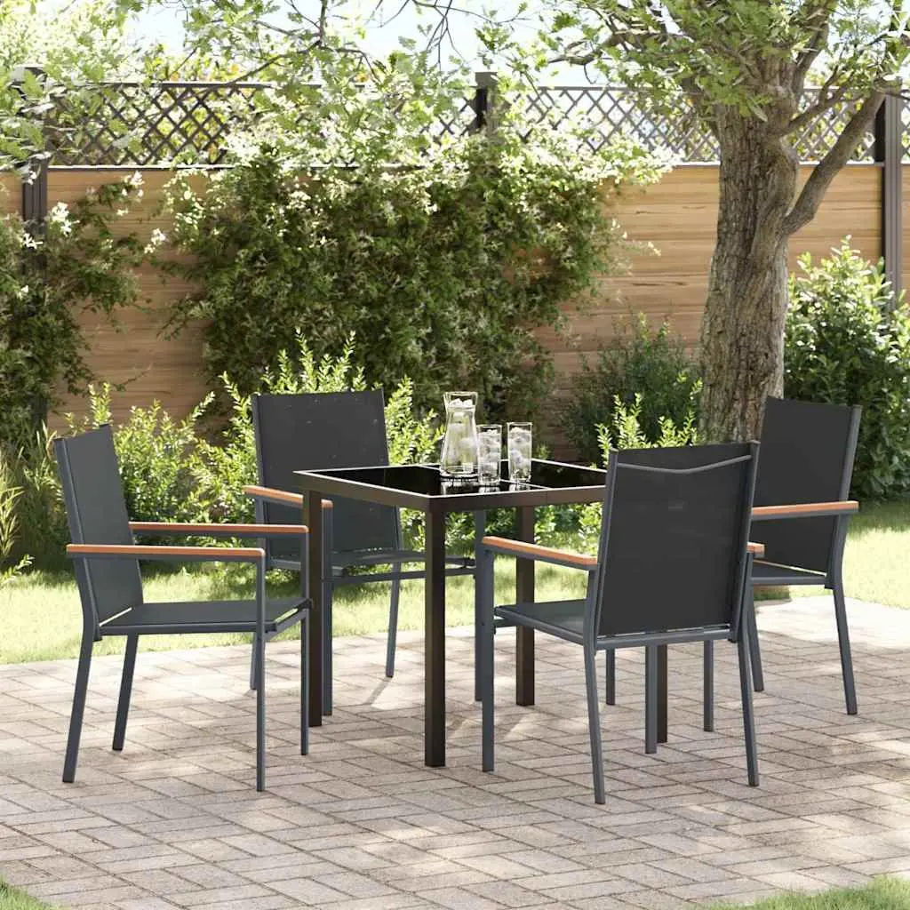 Garden Dining Set 5 Pieces Outdoor Furniture Table Chairs Steel Frame Textilene