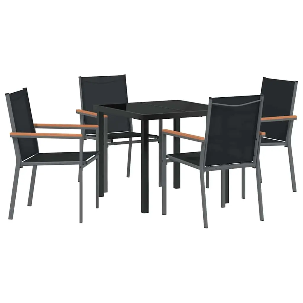 Garden Dining Set 5 Pieces Outdoor Furniture Table Chairs Steel Frame Textilene