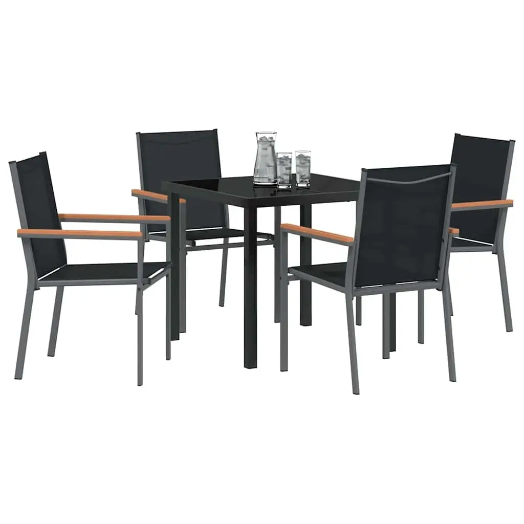 Garden Dining Set 5 Pieces Outdoor Furniture Table Chairs Steel Frame Textilene