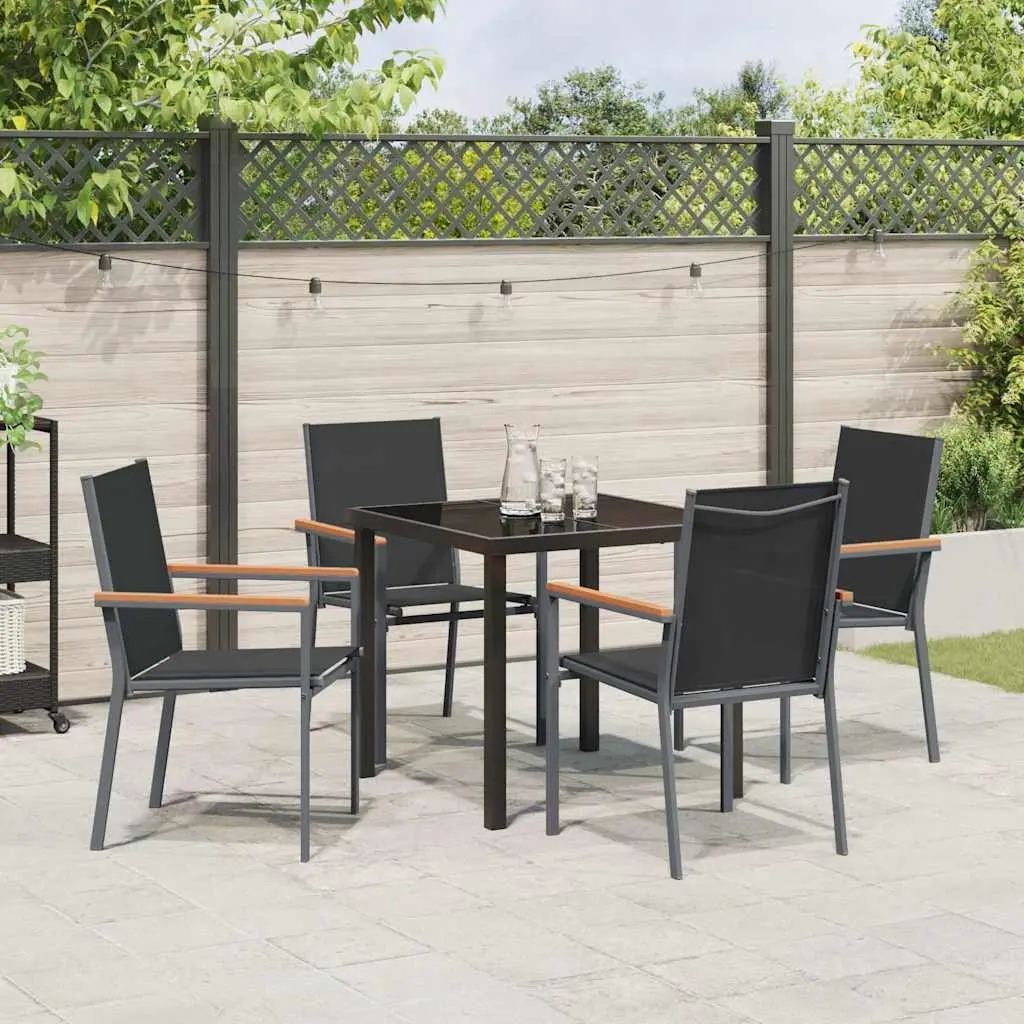 Garden Dining Set 5 Pieces Outdoor Furniture Table Chairs Steel Frame Textilene