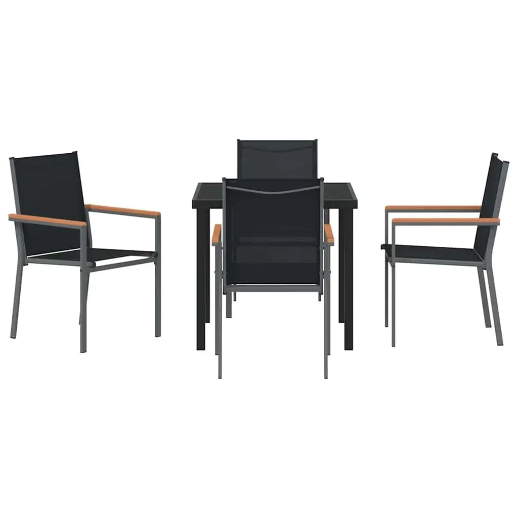 Garden Dining Set 5 Pieces Outdoor Furniture Table Chairs Steel Frame Textilene