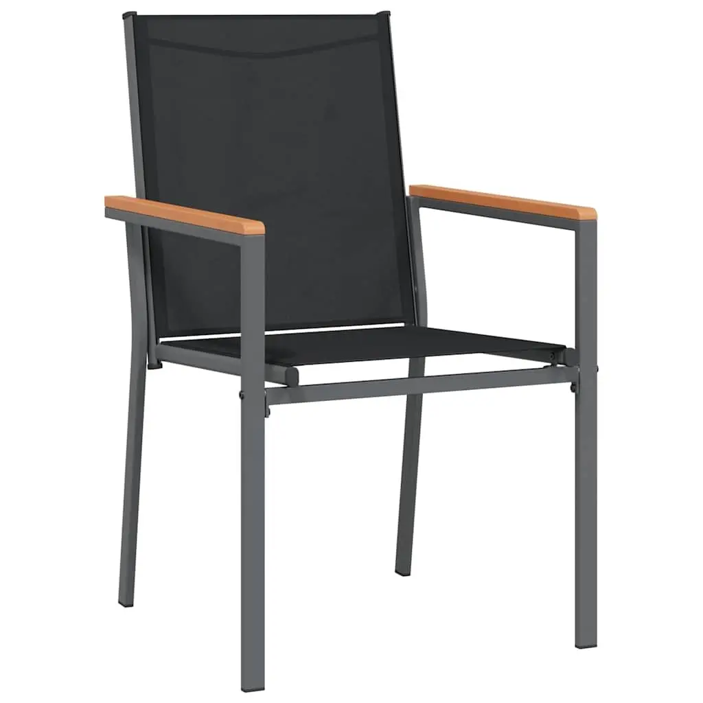 Outdoor Dining Set Black 5 Piece Powder-coated Steel Frame Textilene Fabric