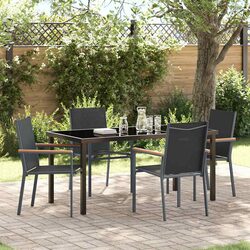 Durable 5 Piece Garden Dining Set in Black
