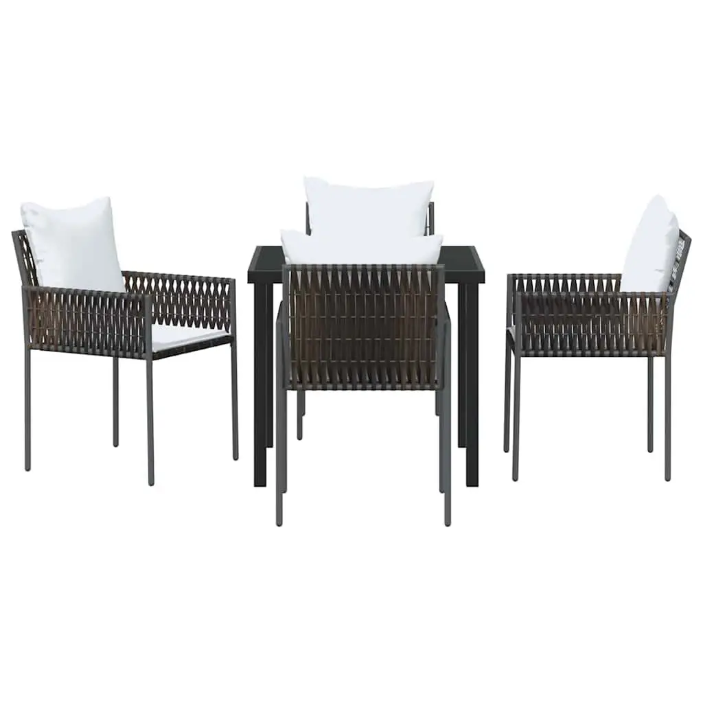 Garden Dining Set 5 Piece Outdoor Furniture Patio Table Chairs Brown Black