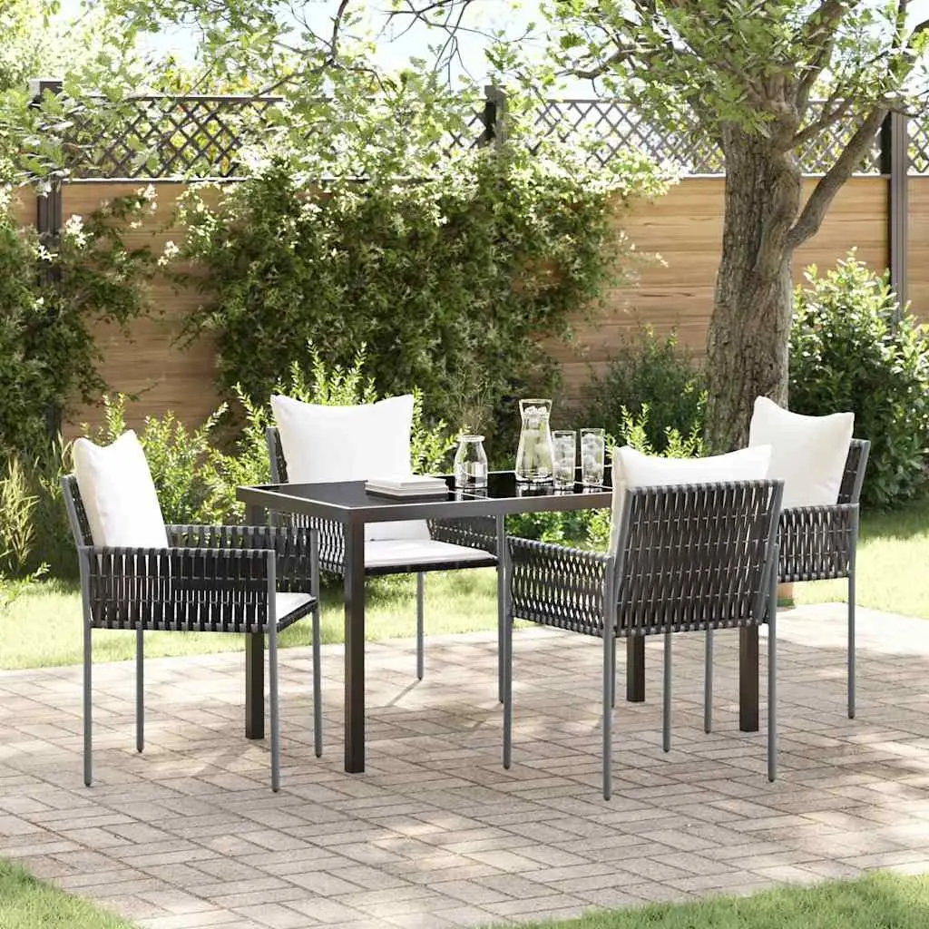 Garden Dining Set Brown 5 Piece Outdoor Furniture Rattan Chairs Table