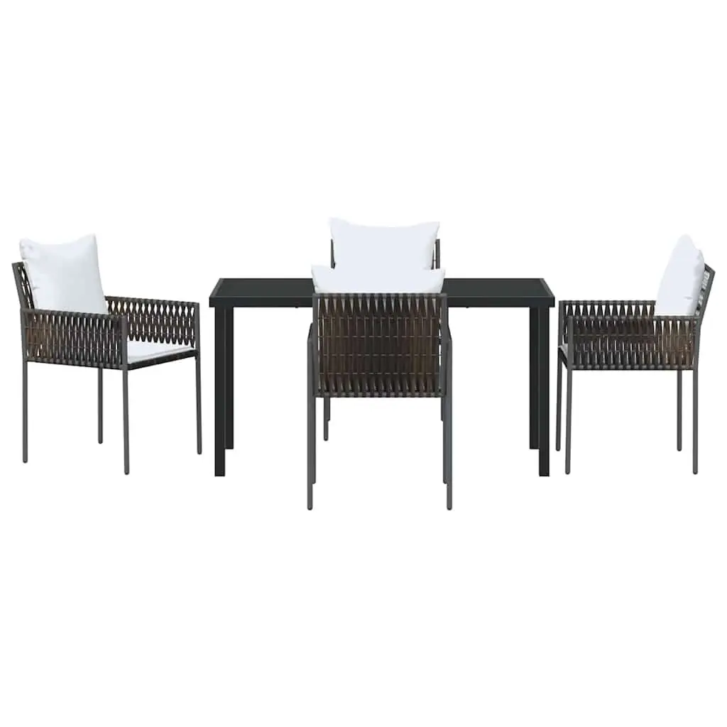 Garden Dining Set Brown 5 Piece Outdoor Furniture Rattan Chairs Table