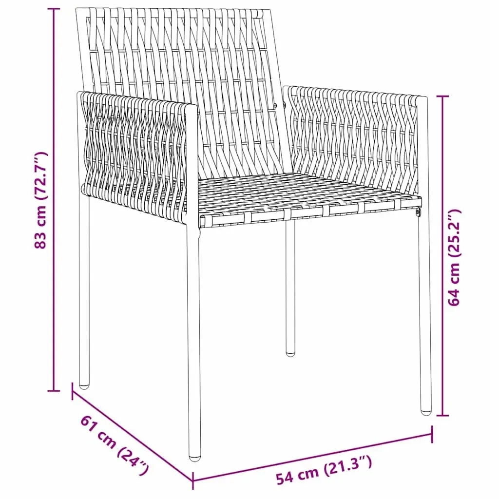 Garden Dining Set 5 Pieces Outdoor Furniture Black Grey Rattan Steel Chairs