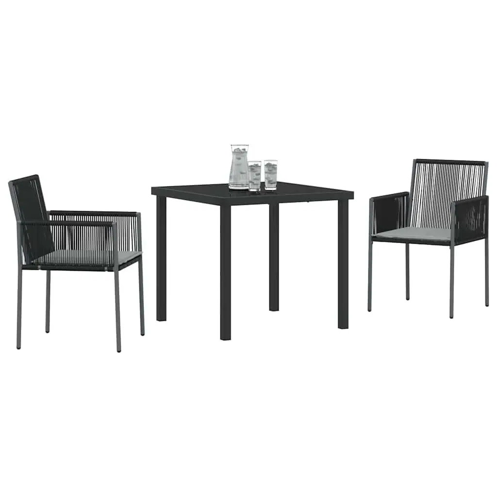 Garden Dining Set Black 3 Piece Poly Rattan Outdoor Furniture Patio Seating
