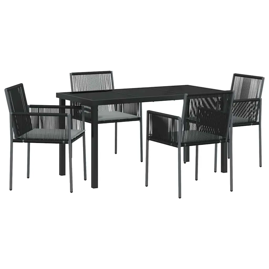 Garden Dining Set Black 5 Piece Poly Rattan Outdoor Furniture Weather Resistant