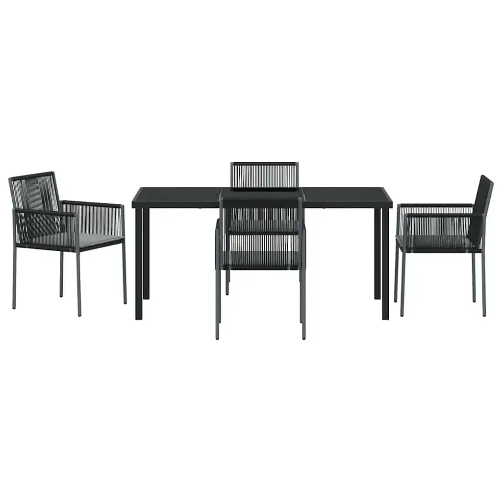 Garden Dining Set 5 Piece Outdoor Furniture Black Poly Rattan Steel Frame