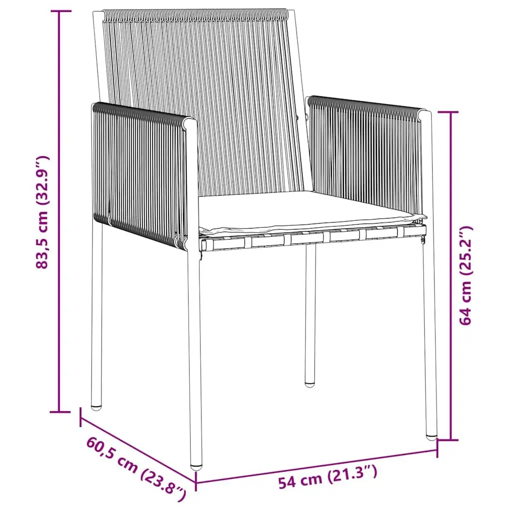 Garden Dining Set Black 7 Piece Outdoor Furniture Poly Rattan Steel Frame