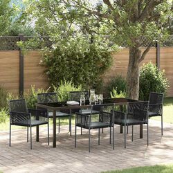 Compact 7-Piece Black Garden Dining Set