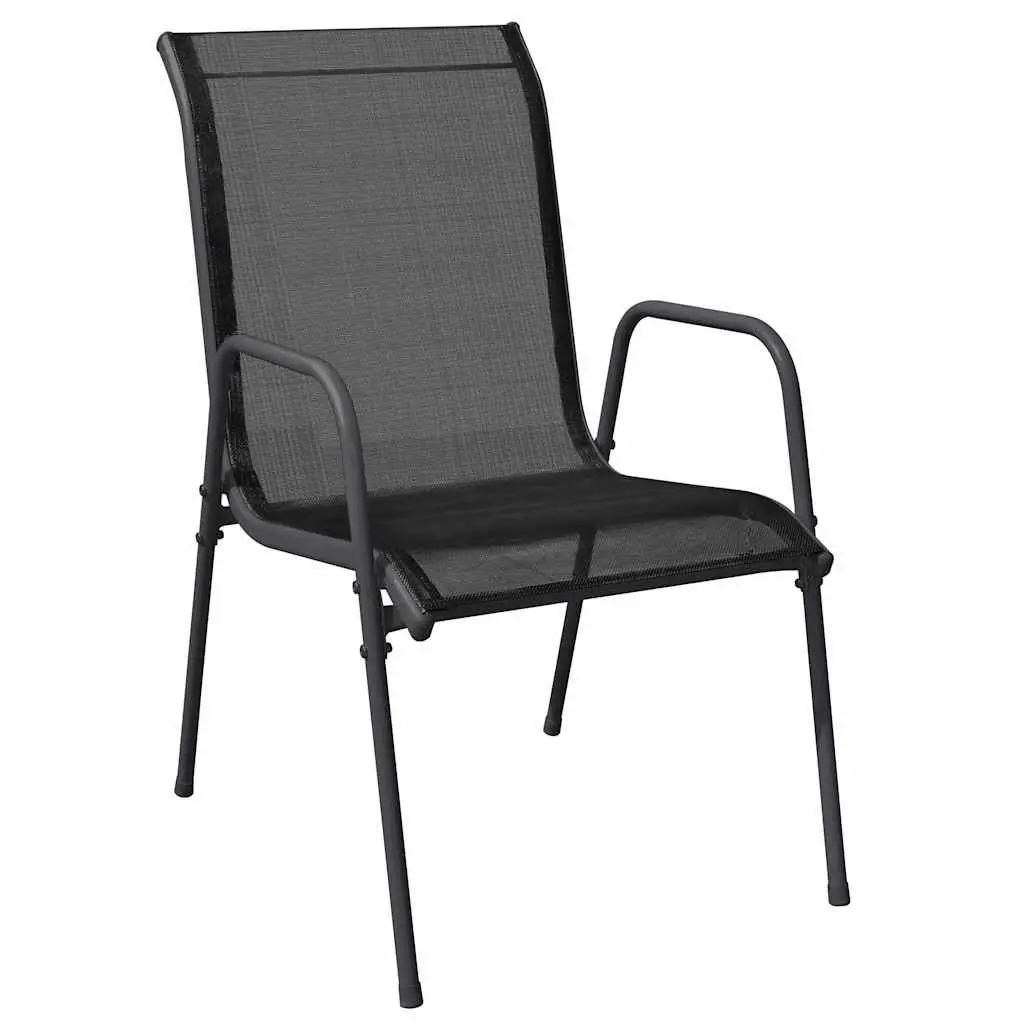 Garden Dining Set 5 Piece Outdoor Furniture Black Steel Frame Textilene Seats