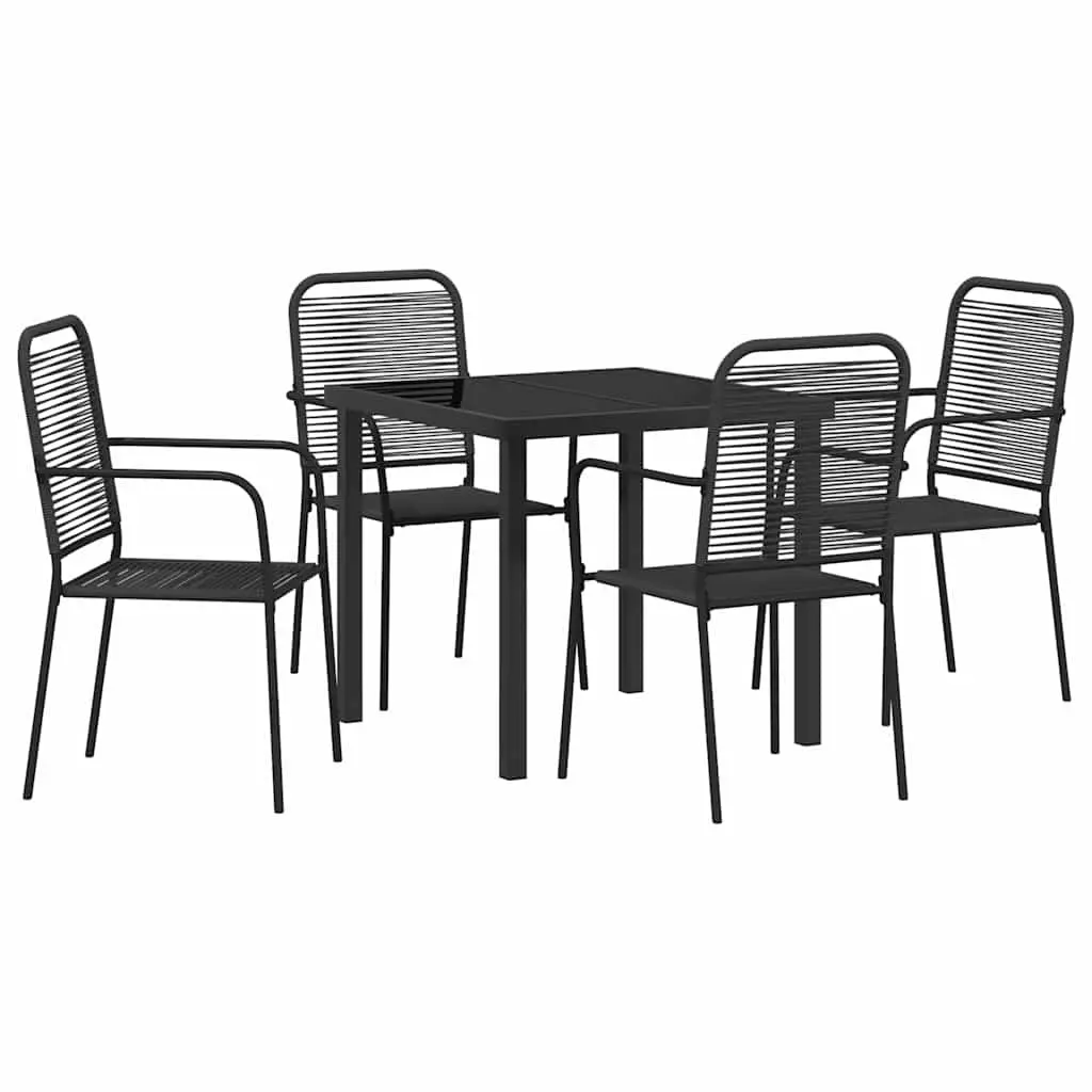 Outdoor Garden Dining Set 5 Pieces Black Steel Frame Patio Furniture Rectangle