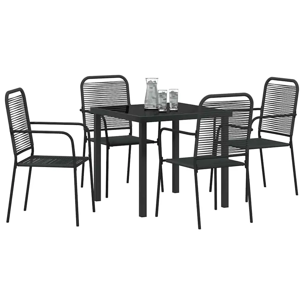 Outdoor Garden Dining Set 5 Pieces Black Steel Frame Patio Furniture Rectangle
