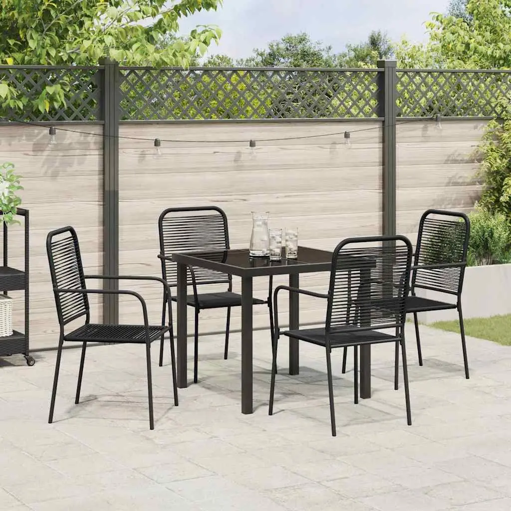 Outdoor Garden Dining Set 5 Pieces Black Steel Frame Patio Furniture Rectangle