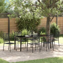 Compact and Modern 7-Piece Black Steel Dining Set