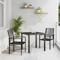 Compact 3-Piece Garden Dining Set in Black Steel