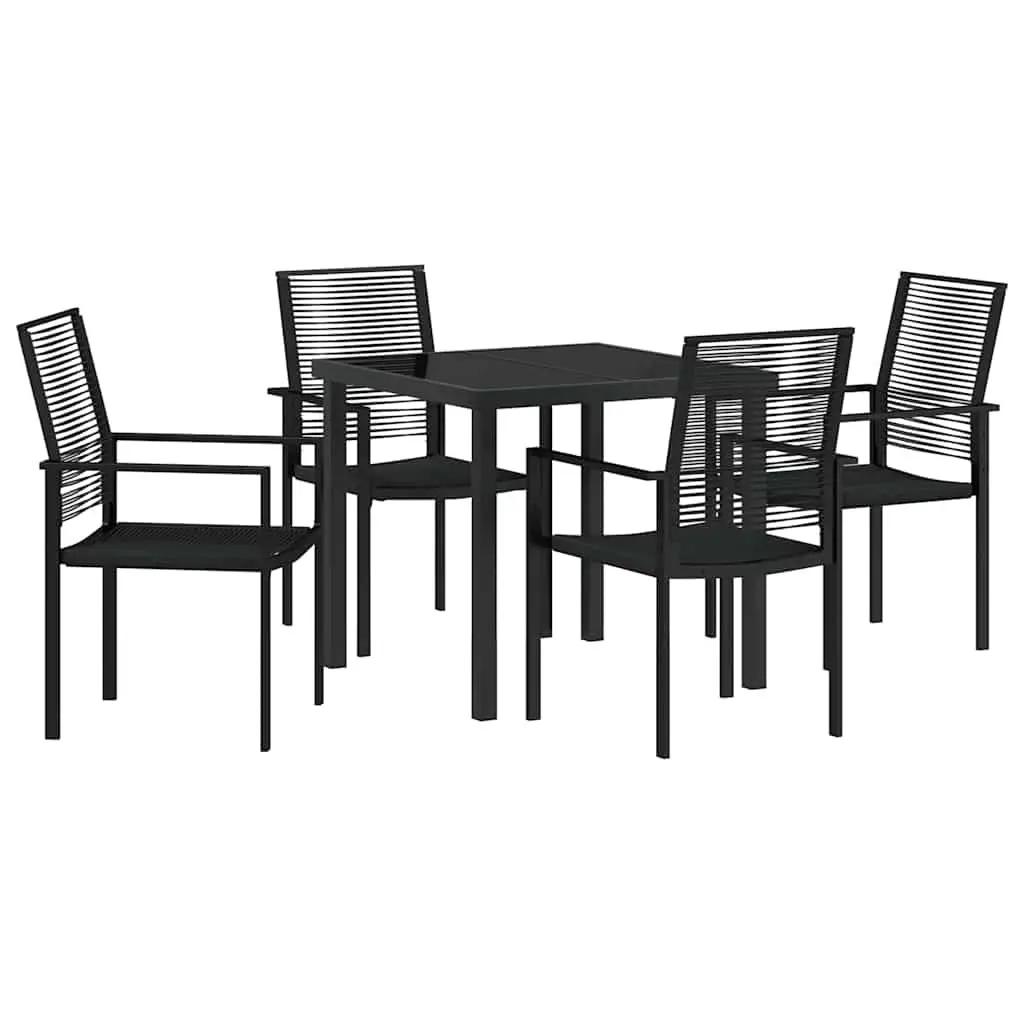 Garden Dining Set 5 Piece Black Steel Frame Outdoor Furniture Patio Table Chairs