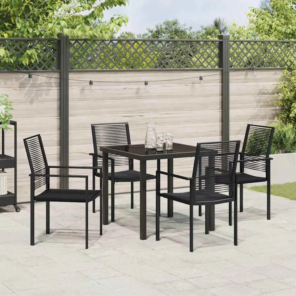 Garden Dining Set 5 Piece Black Steel Frame Outdoor Furniture Patio Table Chairs