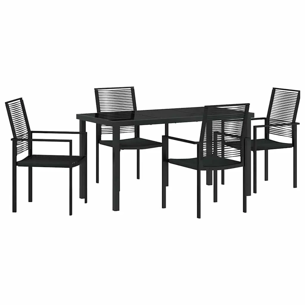 Garden Dining Set 5 Piece Black Steel Outdoor Furniture Patio Table Chairs