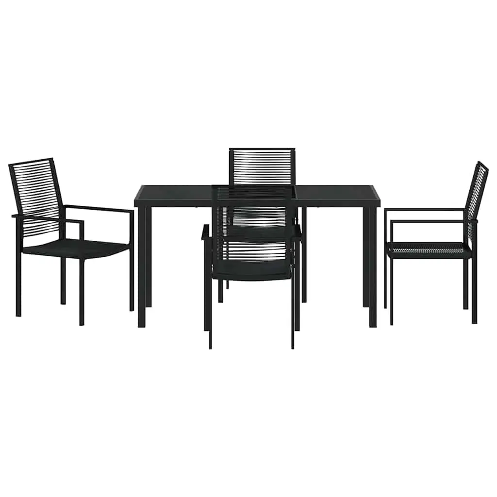 Garden Dining Set 5 Piece Black Steel Outdoor Furniture Patio Table Chairs
