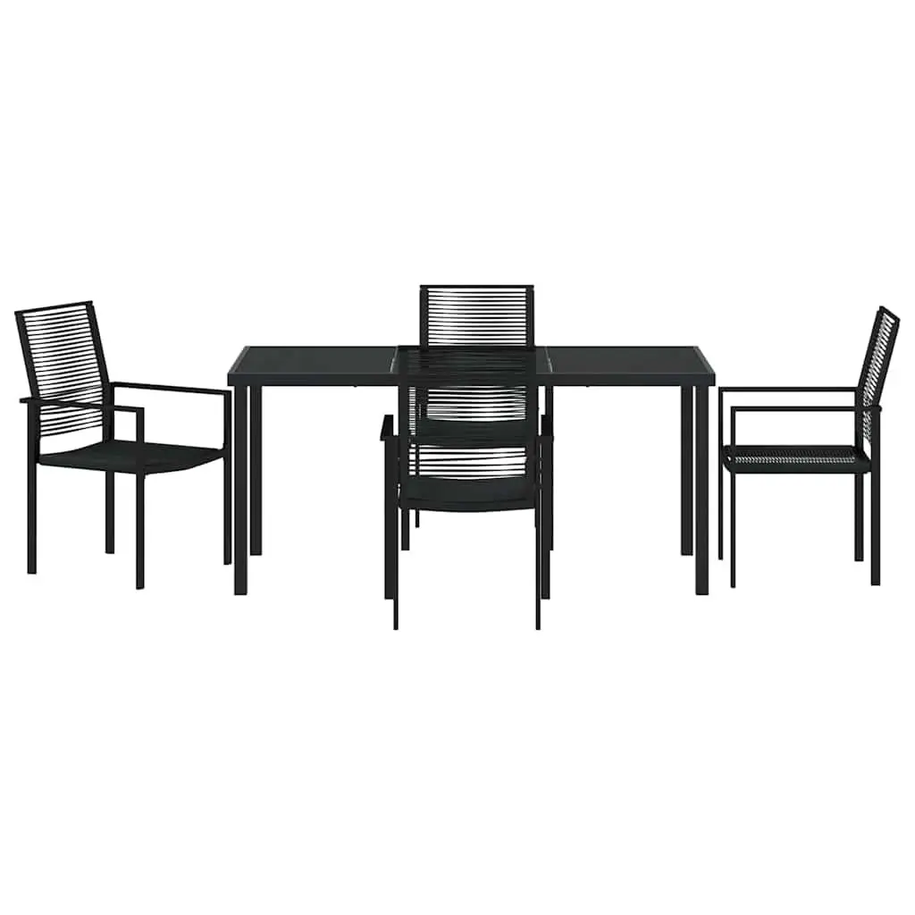 Garden Dining Set 5 Pieces Black Steel Frame Outdoor Patio Furniture Modern