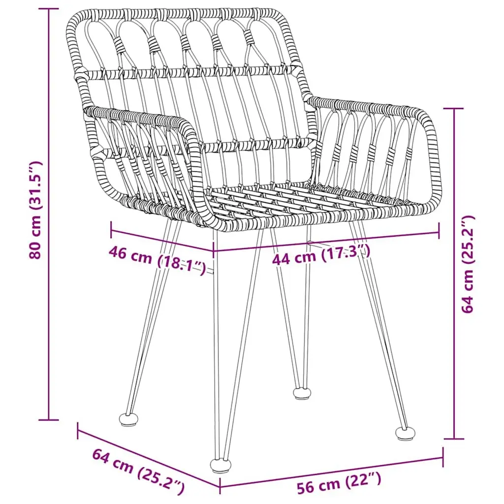 Garden Dining Set 5 Piece Outdoor Furniture Brown Steel Frame Patio Seating