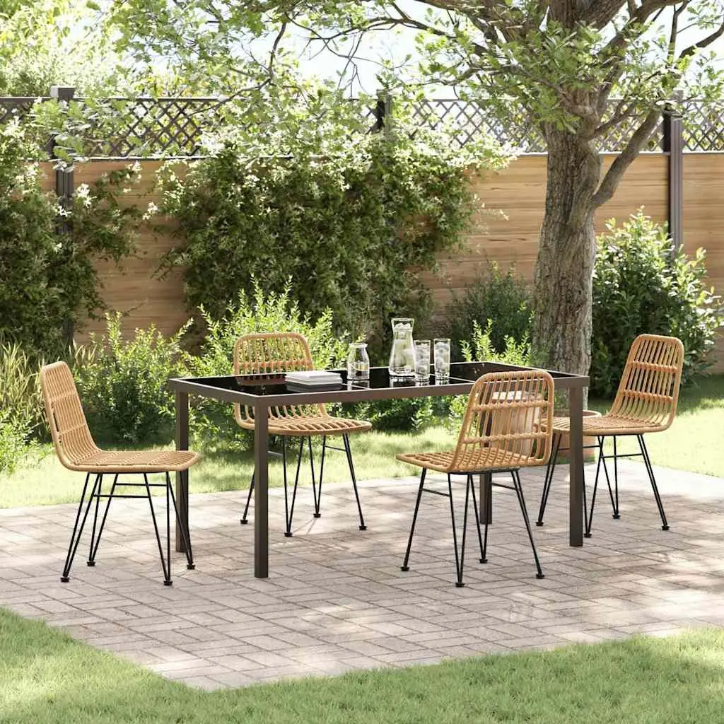 Garden Dining Set 5 Pieces with Rattan Weave