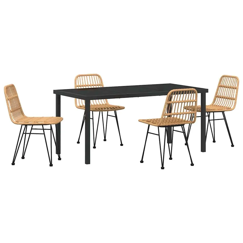 Garden Dining Set 5 Pieces with Rattan Weave