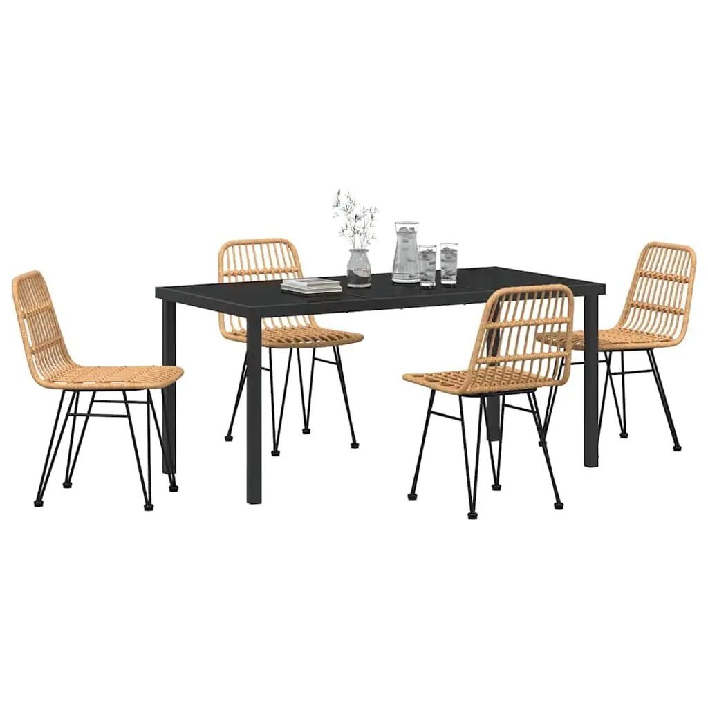 Garden Dining Set 5 Pieces with Rattan Weave