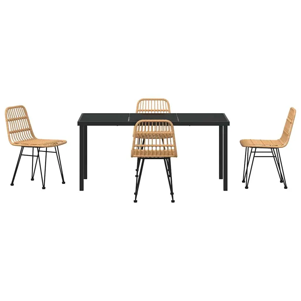 Garden Dining Set 5 Pieces with Rattan Weave