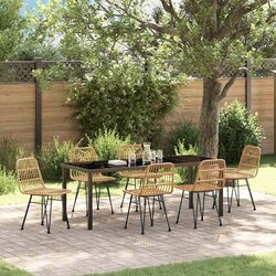 Compact 7-Piece Brown Garden Dining Set