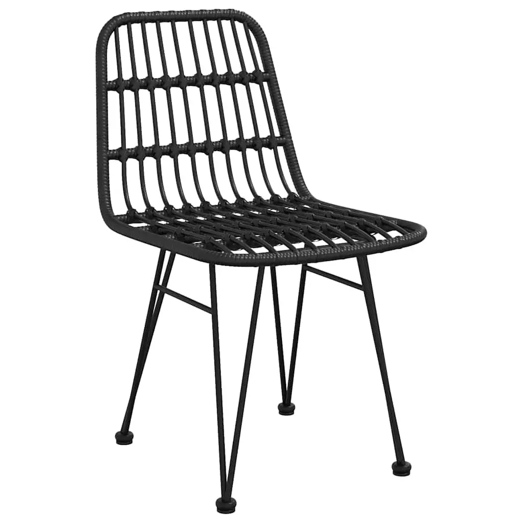 Garden Dining Set 5 Piece Black Steel Frame Outdoor Furniture Patio Table Chairs