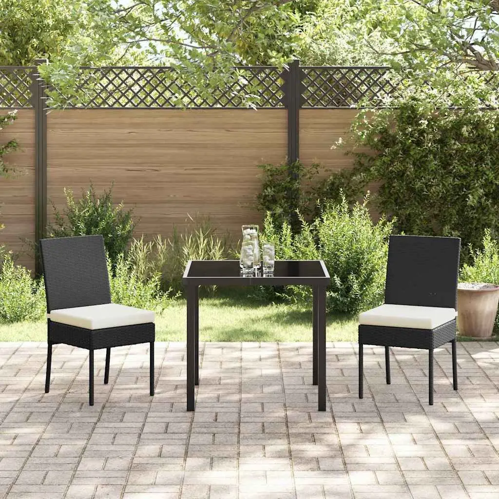 Outdoor Garden Dining Set 3 Pieces Black Steel Frame Rattan Seating Furniture