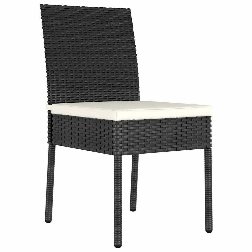 Outdoor Garden Dining Set 3 Pieces Black Steel Frame Rattan Seating Furniture