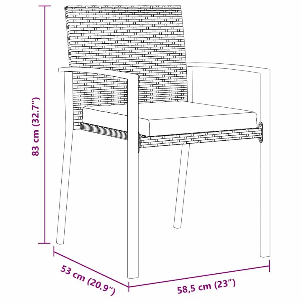 Garden Dining Set 3 Pieces Outdoor Furniture Black Steel Frame Poly Rattan