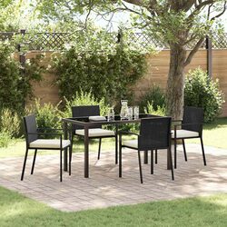 Compact 5-Piece Black Steel Dining Set for Outdoors