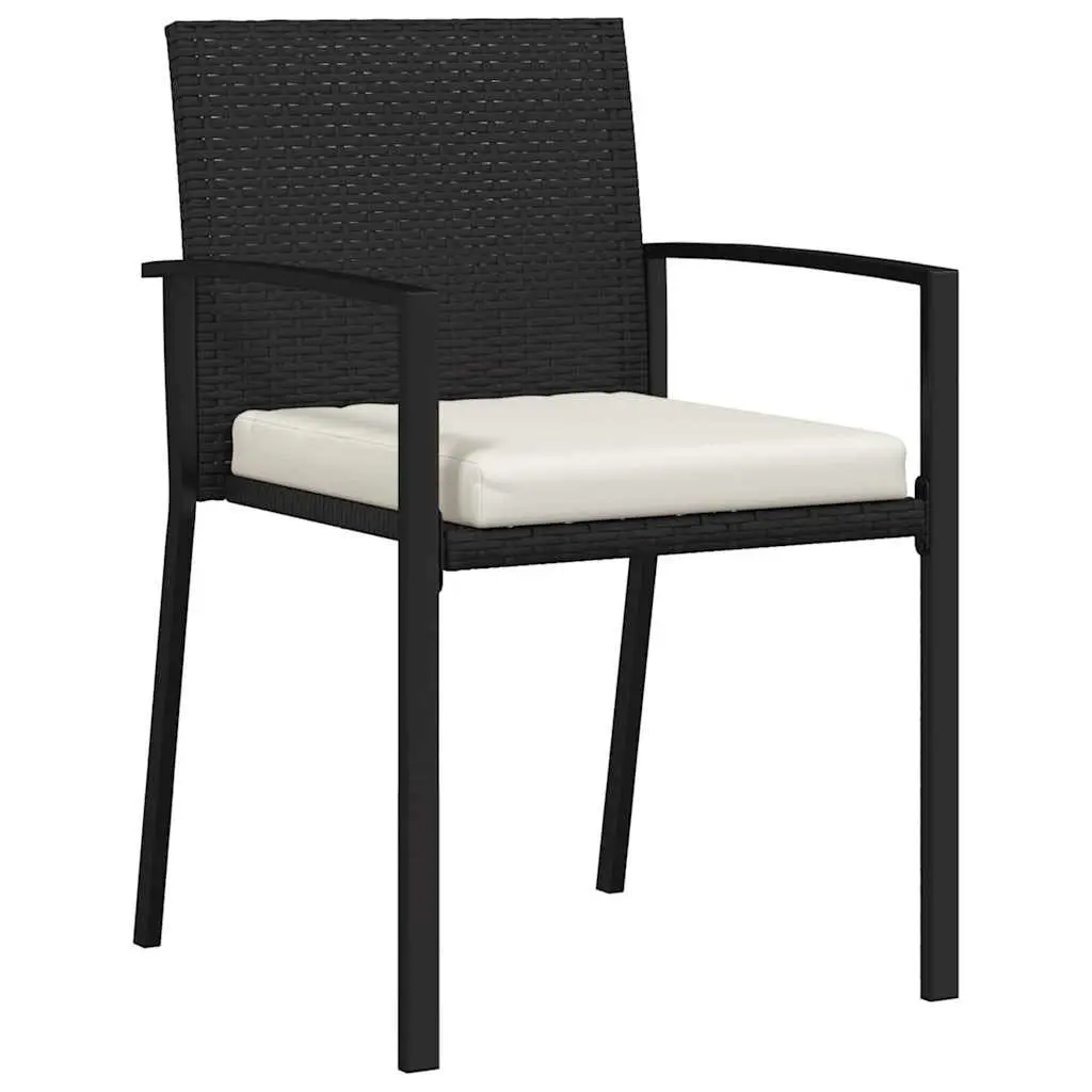 Garden Dining Set Black 5 Piece Outdoor Furniture Steel Frame Rattan Chairs Table