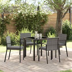 Concise 5-Piece Garden Dining Set with Rattan Chairs