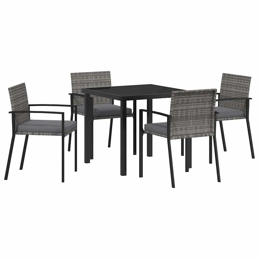 Garden Dining Set 5 Pieces Outdoor Furniture Steel Frame Poly Rattan Chairs